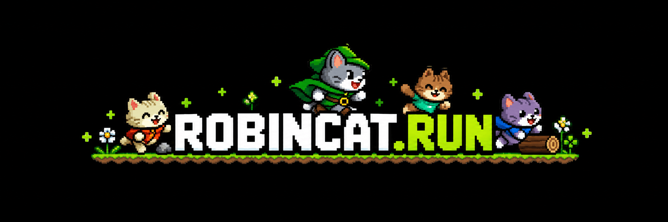 Robincat.run — pixel-art cats running through Sherwood Forest